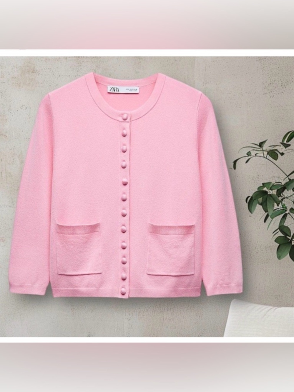 Zara Pink ball button Cardigan sz medium M